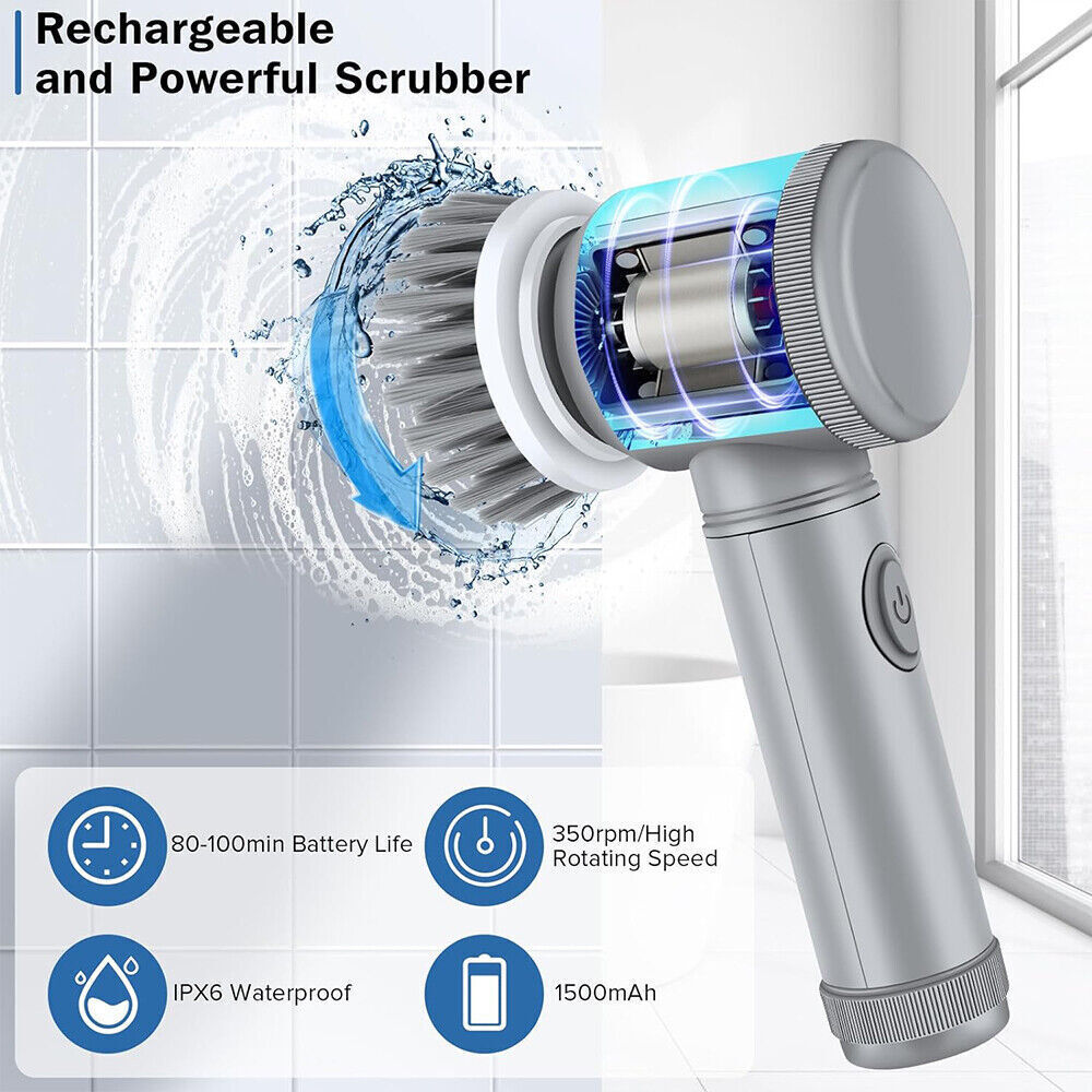 Rechargeable Electric Cordless Cleaning Brush Spin Scrubber Turbo Scrub Cleaner